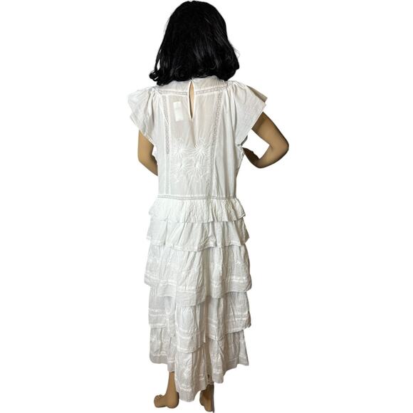 NWT Selene embroidered white maxi dress Banana Republic peaseant size medium - Picture 7 of 16